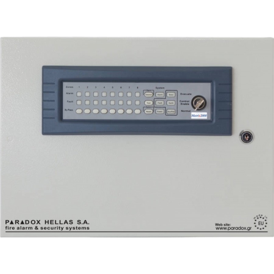Πίνακας πυρανίχνευσης 8 ζωνών και 8 εξόδων ρελέ MATRIX 2008 R08TO