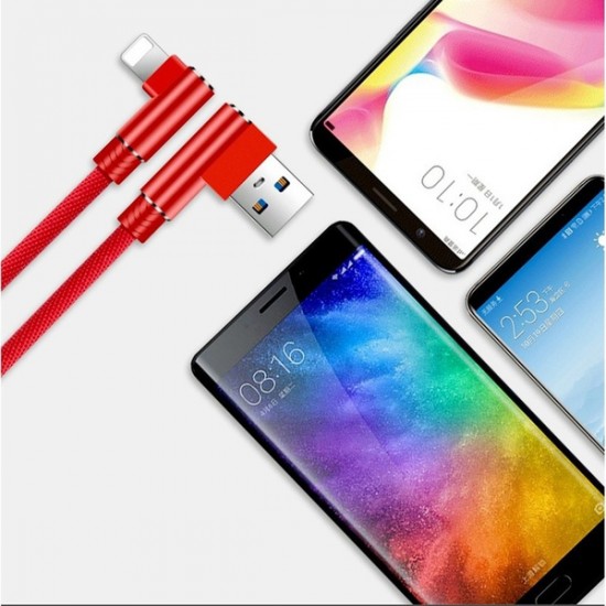 Nylon Braid  90 Degree 5A Fast Charging Cable  Data Cable For iPhone (3 μέτρα )